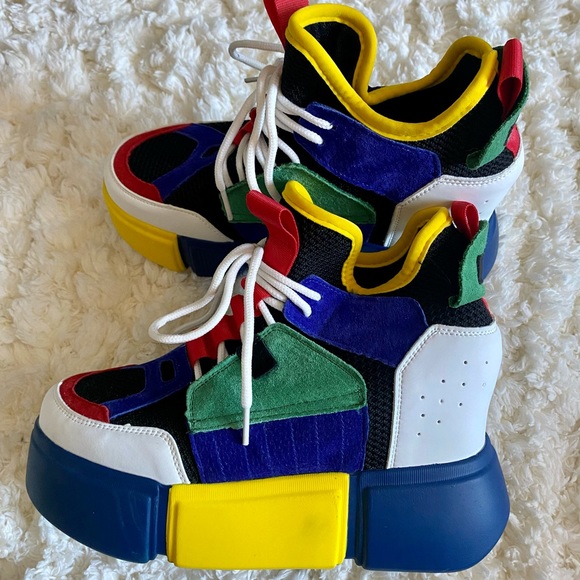 ‼️ANTHONY WANG CRANBERRY-01 MULTICOLORED PLATFORM SNEAKERS‼️ SIZE 6.5 WOMENS ‼️ - Picture 3 of 6